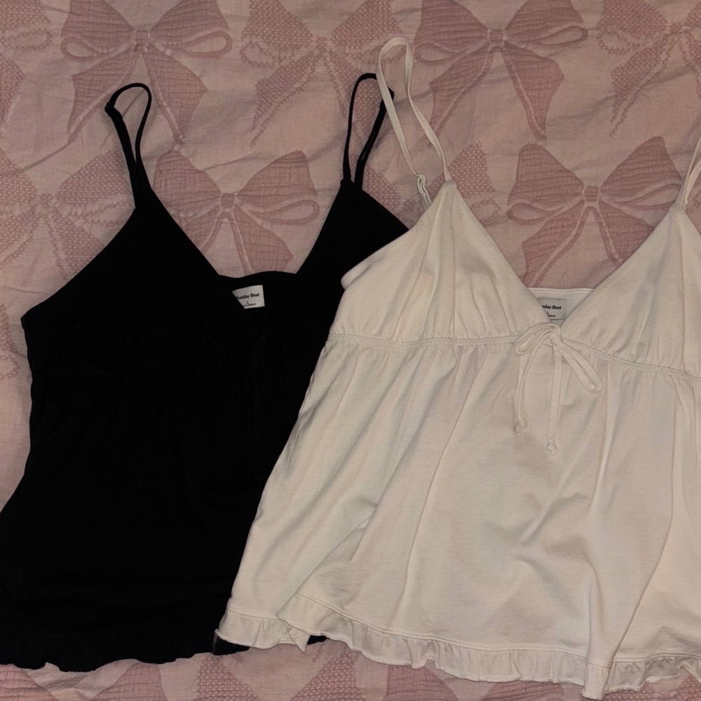 Women's Black and White Spaghetti Strap Tops